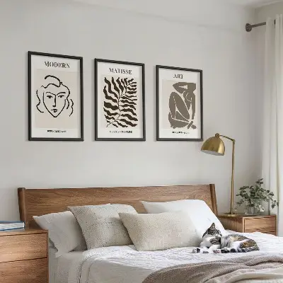 Elegantna grafika s linijama i likovima triptih u okviru