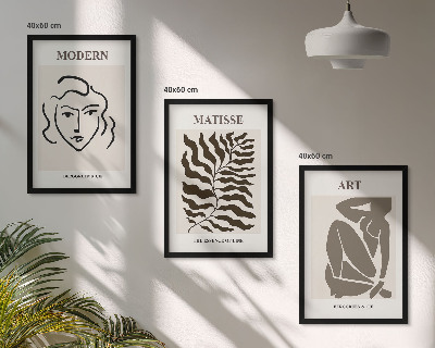 Triptih u okviru Elegantna grafika, linije, likovi