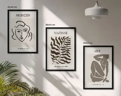 Elegantna grafika s linijama i likovima triptih u okviru