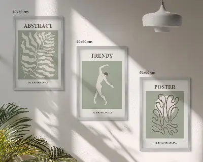 Matisseovi uzorci zelenih biljaka set od 3 slike u okviru