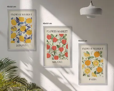 Zidna galerija cvjetni plakati i motivi gradova