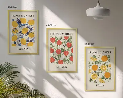 Zidna galerija cvjetni plakati i motivi gradova