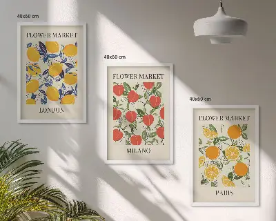 Zidna galerija cvjetni plakati i motivi gradova