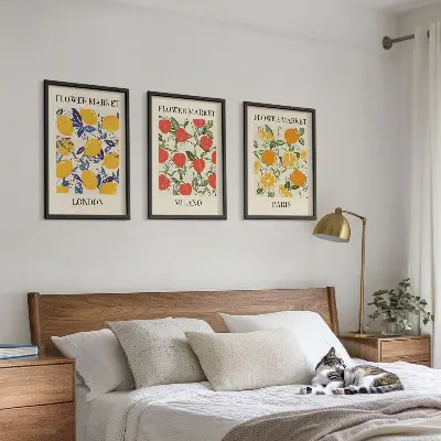 Zidna galerija cvjetni plakati i motivi gradova