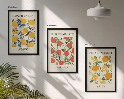 Zidna galerija cvjetni plakati i motivi gradova