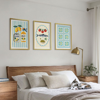 Set 3 slike u okviru Ilustracije kuhinje u mediteranskom stilu
