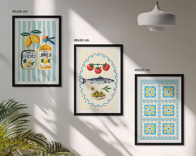 Set 3 slike u okviru Ilustracije kuhinje u mediteranskom stilu