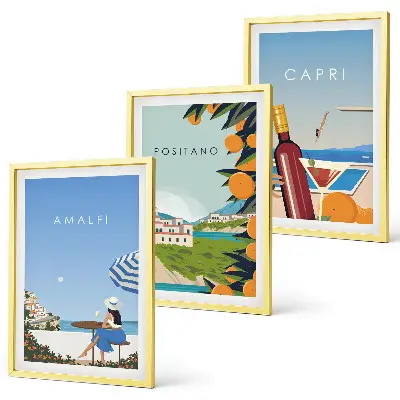 Set 3 slike Amalfi, Positano i Capri u okviru