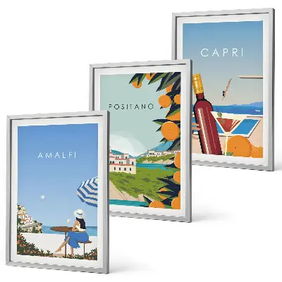 Set 3 slike Amalfi, Positano i Capri u okviru