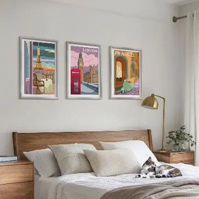 Zidna galerija pogledi Pariz i London retro stila