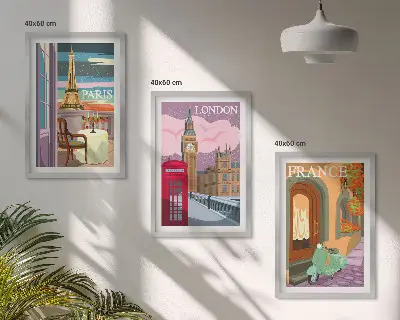 Zidna galerija pogledi Pariz i London retro stila