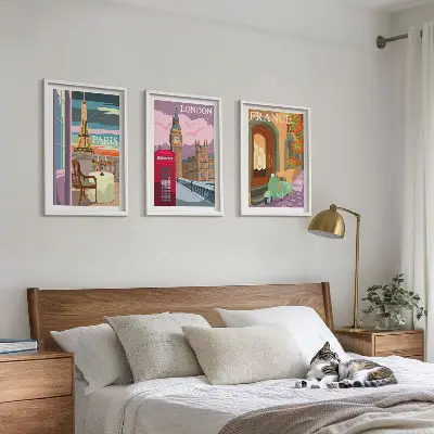 Zidna galerija pogledi Pariz i London retro stila