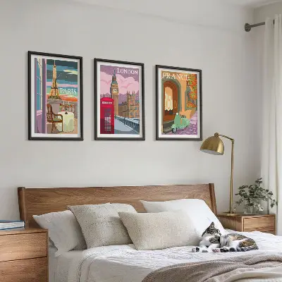 Zidna galerija pogledi Pariz i London retro stila