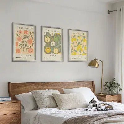 Retro plakati s motivima voća triptih u okviru