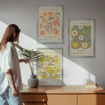 Retro plakati s motivima voća triptih u okviru