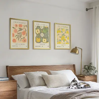 Retro plakati s motivima voća triptih u okviru