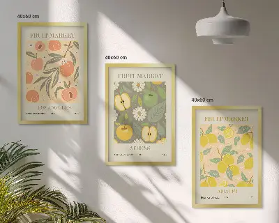 Retro plakati s motivima voća triptih u okviru