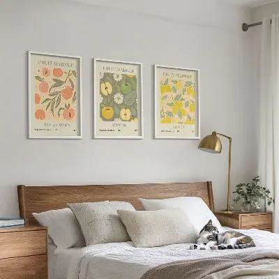 Retro plakati s motivima voća triptih u okviru