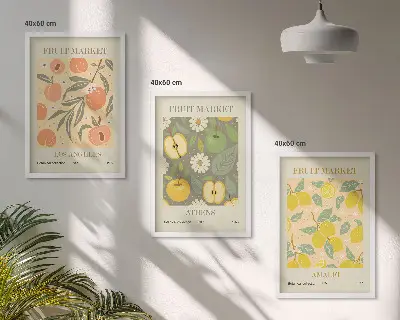Retro plakati s motivima voća triptih u okviru