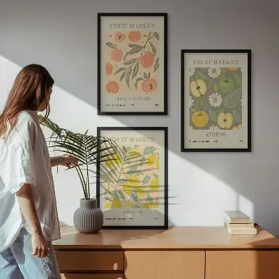 Retro plakati s motivima voća triptih u okviru