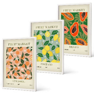 Set 3 slike u okviru Tropski retro agrumi