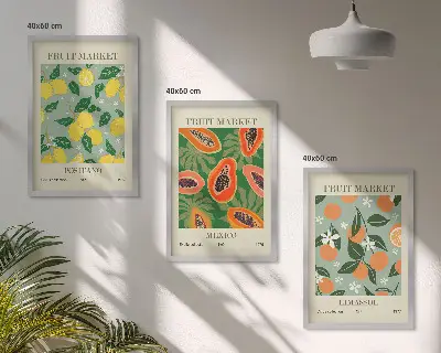 Zidna galerija voćni plakati s motivima limuna i papaje