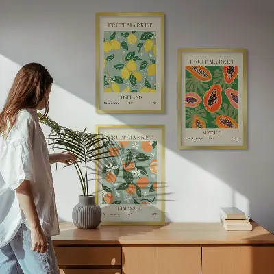 Zidna galerija voćni plakati s motivima limuna i papaje