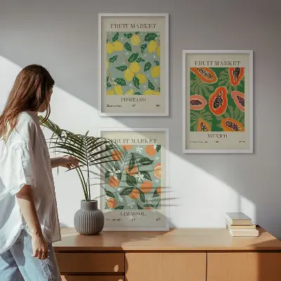 Zidna galerija voćni plakati s motivima limuna i papaje