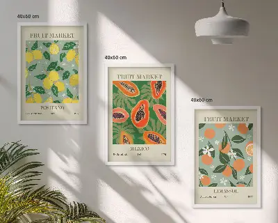 Zidna galerija voćni plakati s motivima limuna i papaje