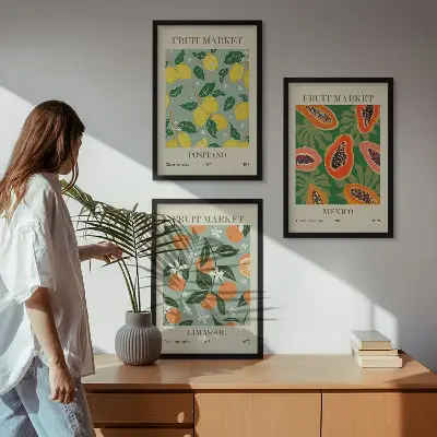 Zidna galerija voćni plakati s motivima limuna i papaje
