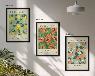 Zidna galerija voćni plakati s motivima limuna i papaje
