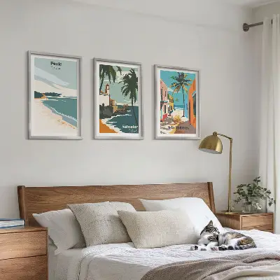 Tropske plaže i palme set od 3 slike u okviru