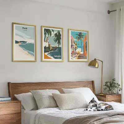 Tropske plaže i palme set od 3 slike u okviru