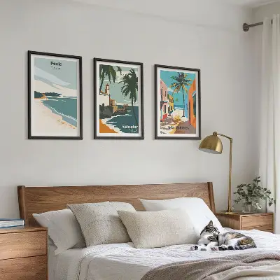 Tropske plaže i palme set od 3 slike u okviru
