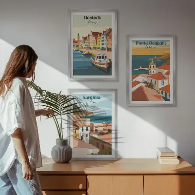 Pogledi na europske obalne gradove triptih u okviru