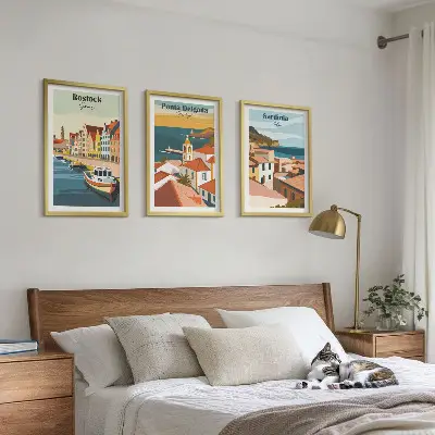 Pogledi na europske obalne gradove triptih u okviru