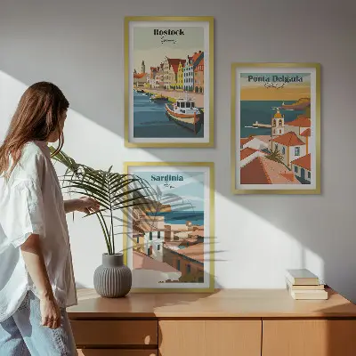 Pogledi na europske obalne gradove triptih u okviru