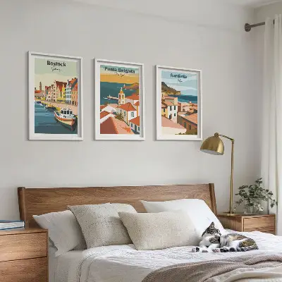Pogledi na europske obalne gradove triptih u okviru