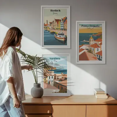Pogledi na europske obalne gradove triptih u okviru