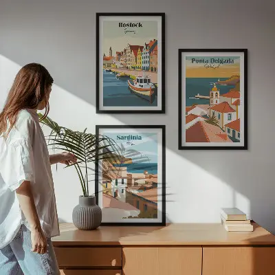 Pogledi na europske obalne gradove triptih u okviru
