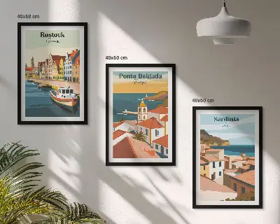 Pogledi na europske obalne gradove triptih u okviru