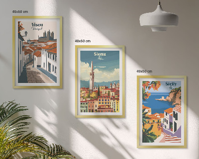 Set 3 slike u okviru Retro ilustracije svjetskih gradova