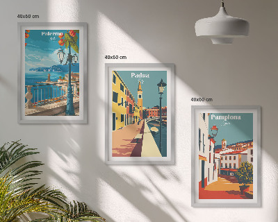 Triptih u okviru Retro gradske ilustracije