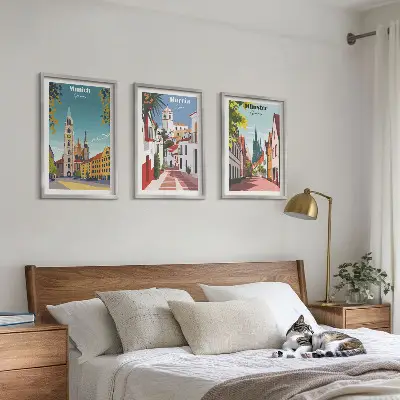 Zidna galerija europski gradovi u crtežima u boji