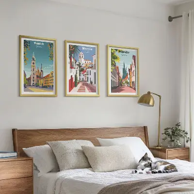 Zidna galerija europski gradovi u crtežima u boji