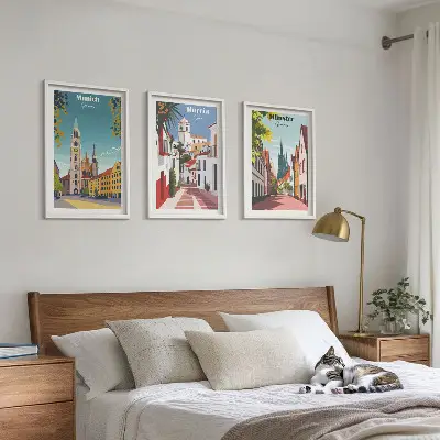 Zidna galerija europski gradovi u crtežima u boji