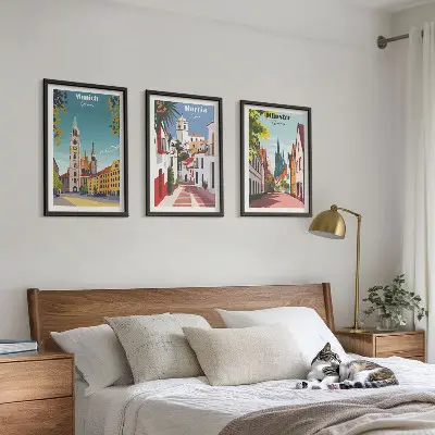 Zidna galerija europski gradovi u crtežima u boji