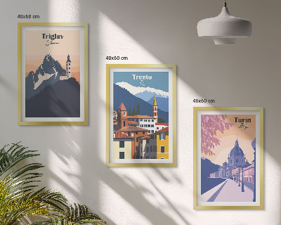 Triptih u okviru Retro ilustracije planinske arhitekture