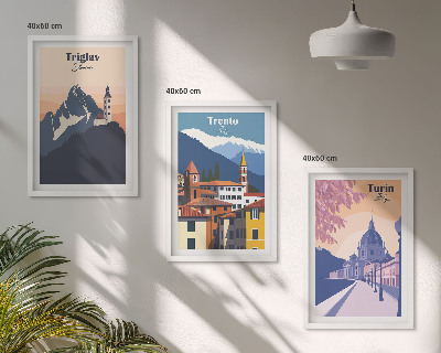 Triptih u okviru Retro ilustracije planinske arhitekture