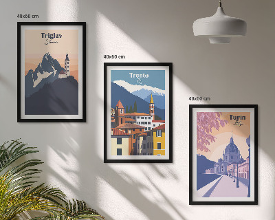 Triptih u okviru Retro ilustracije planinske arhitekture